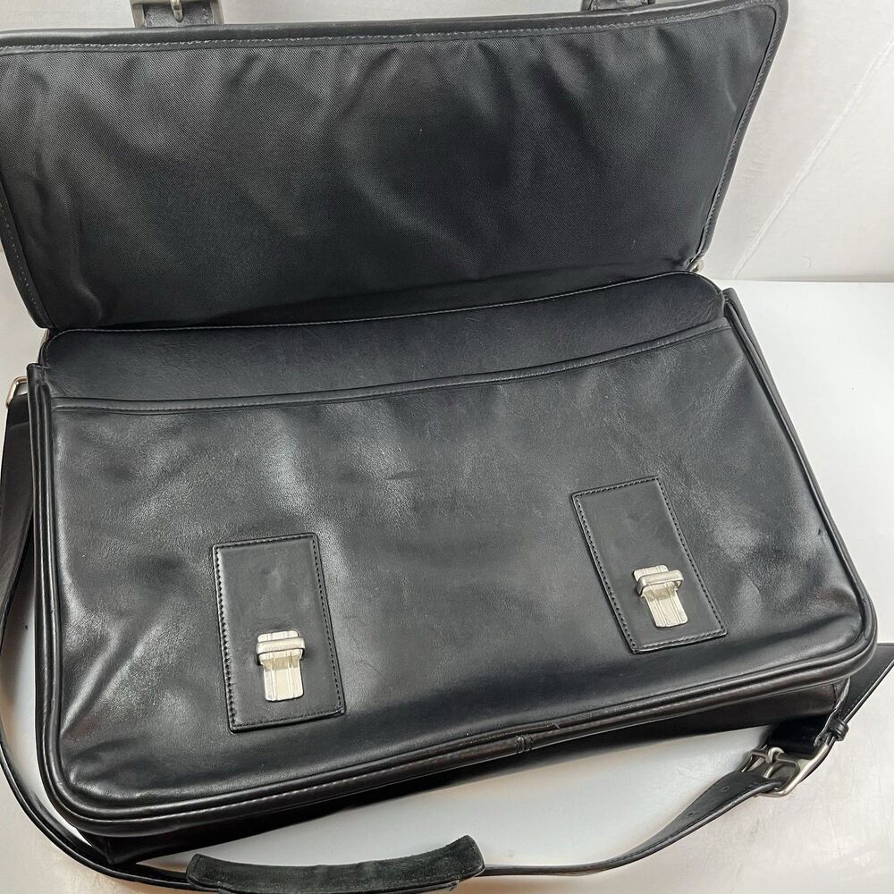 Vintage Coach Messenger Bag Black Leather Executive Thompson Briefcase - Picture 2 of 12